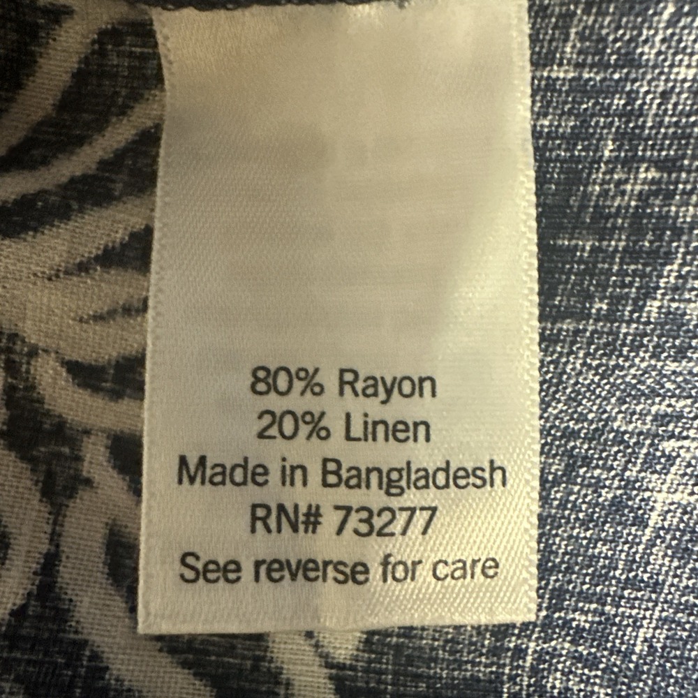 Sonoma Linen Blend Beach Print Pocket Swing Dress Plus Size 0X Coastal Beach - Picture 6 of 10